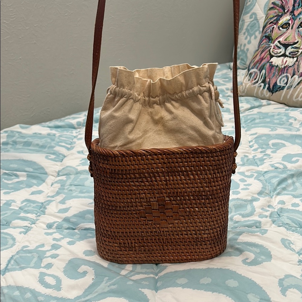 Brown Woven Basket Bag